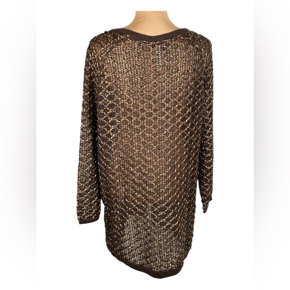 Free People New Romantics Sweater Dress Joan of Arc Brown Gold Long Sleeve Small - Picture 6 of 11